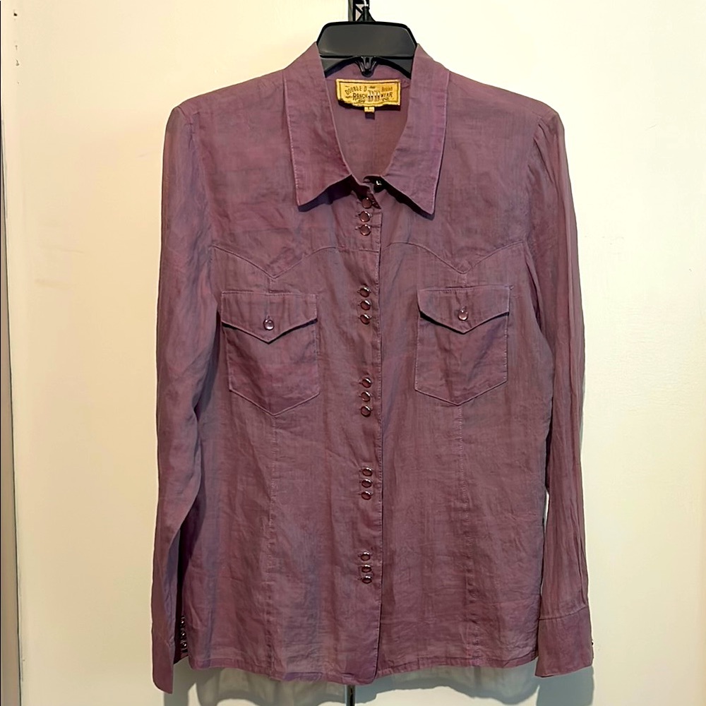 Double D Ranch Purple Button Down Shirt